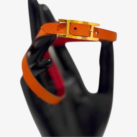 Hermes Behapi Double Tour Epsom Leather Reversible 2 Tone Bracelet Hapi Closure - Picture 10 of 14